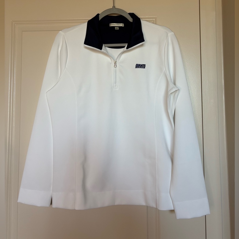 Fairway & Greene Ladies Quarter-Zip NFL New York Giants Sporty Preppy Golfcore